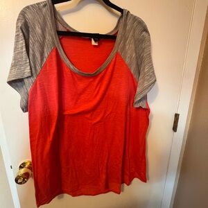 Women's pink and Gray Raglan Short Sleeve Top